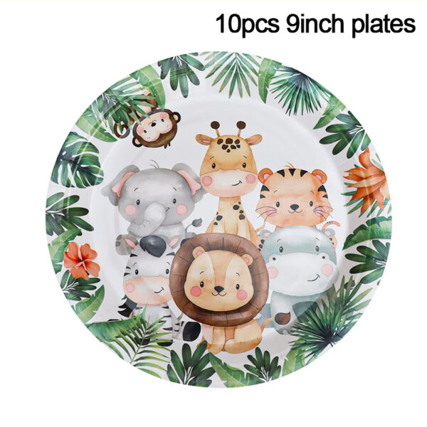 Jungle Safari Birthday Decorations Animal Disposable Tableware Forest Woodland Baby Shower Boy 1 2 3 4 5 Birthday Party Supplies - Image 10