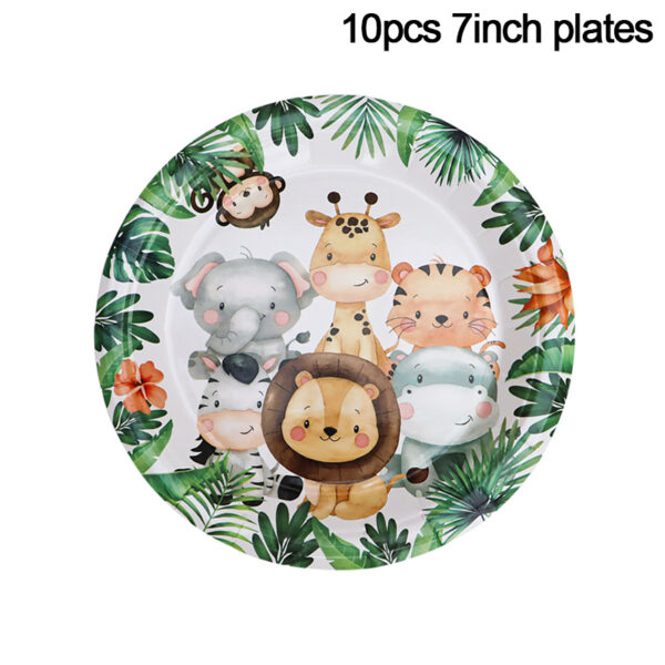 Jungle Safari Birthday Decorations Animal Disposable Tableware Forest Woodland Baby Shower Boy 1 2 3 4 5 Birthday Party Supplies - Image 12