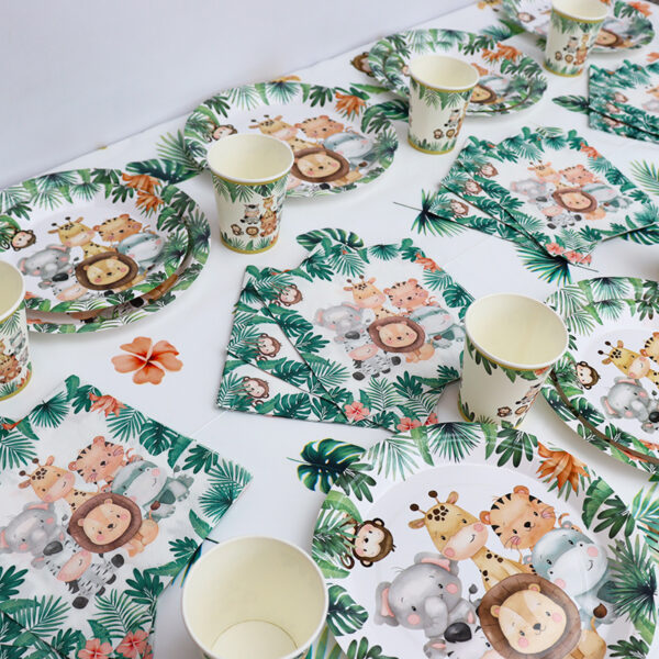 Jungle Safari Birthday Decorations Animal Disposable Tableware Forest Woodland Baby Shower Boy 1 2 3 4 5 Birthday Party Supplies - Image 15