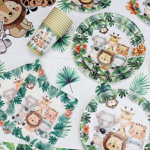 Jungle Safari Birthday Decorations Animal Disposable Tableware Forest Woodland Baby Shower Boy 1 2 3 4 5 Birthday Party Supplies - Image 14