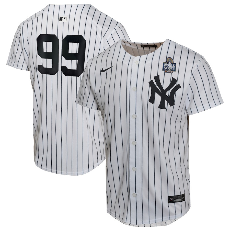 Aaron Judge 99 New York Yankees 2024 World Series Home Game Player YOUTH Jersey - White