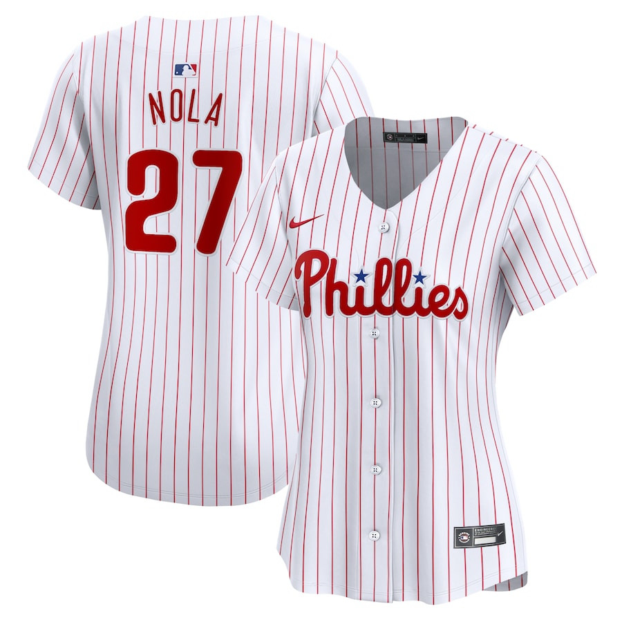 Aaron Nola 27 Philadelphia Phillies Women Home Limited Player Jersey - White