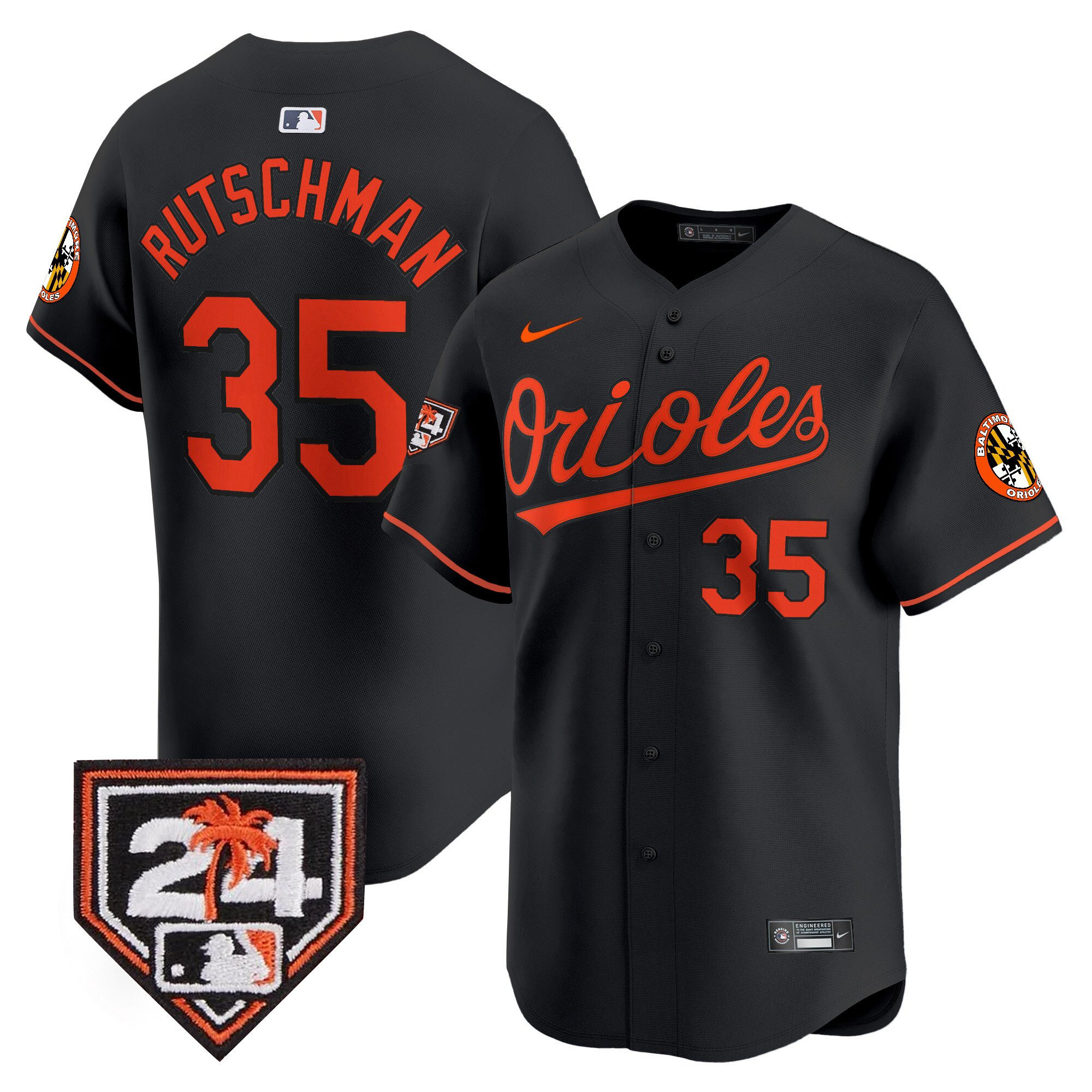 Adley Rutschman 35 Baltimore Orioles 2024 Spring Training Patch Men Jersey - Black