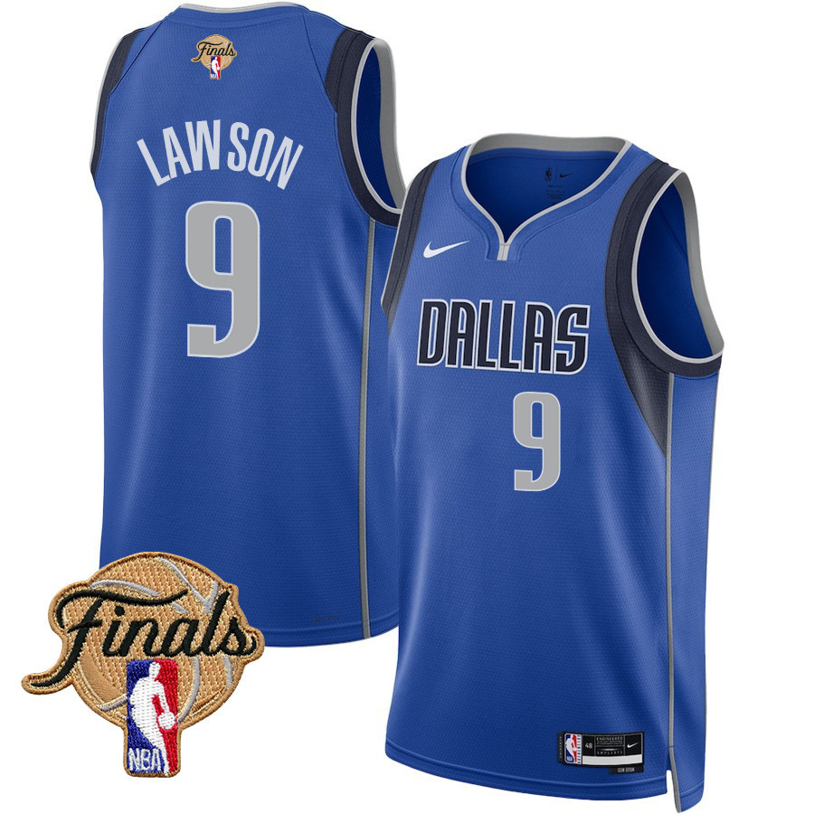 A.J. Lawson 9 Dallas Mavericks 2024 FINALS PATCH Swingman Jersey - Icon Edition - Blue - JS889