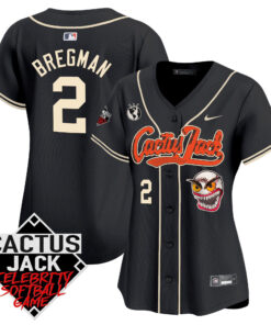 Alex Bregman 2 Houston Astros Cactus Jack Celebrity Softball Game Patch Women Jersey - Black