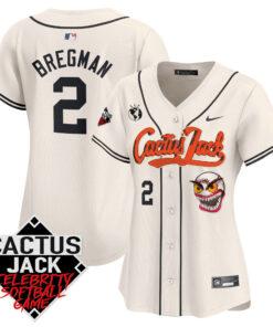 Alex Bregman 2 Houston Astros Cactus Jack Celebrity Softball Game Patch Women Jersey - Cream