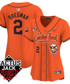 Alex Bregman 2 Houston Astros Cactus Jack Celebrity Softball Game Patch Women Jersey - Orange