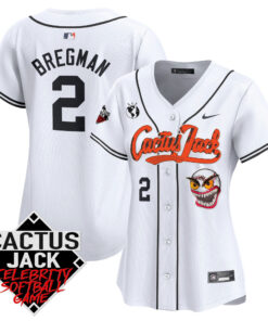Alex Bregman 2 Houston Astros Cactus Jack Celebrity Softball Game Patch Women Jersey - White