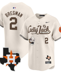 Alex Bregman 2 Houston Astros Cactus Jack Foundation Fall Classic Limited Jersey - Men, Cream 