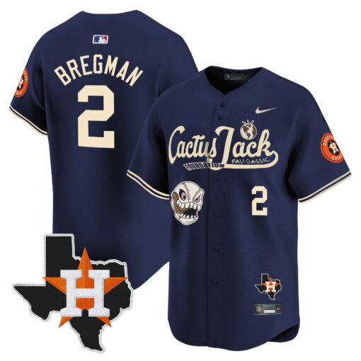 Alex Bregman 2 Houston Astros Cactus Jack Foundation Fall Classic Limited Jersey - Men - Image 3