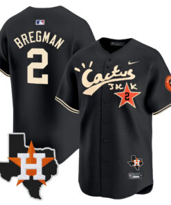 Alex Bregman 2 Houston Astros Cactus Jack Houston Patch Limited Jersey - Men, Black 