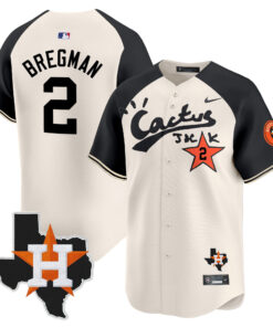 Alex Bregman 2 Houston Astros Cactus Jack Houston Patch Limited Jersey - Men, Cream Alternate 