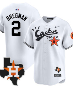 Alex Bregman 2 Houston Astros Cactus Jack Houston Patch Limited Jersey - Men, White 