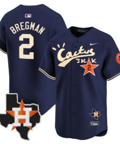 Alex Bregman 2 Houston Astros Cactus Jack Houston Patch Navy Limited Jersey - Men