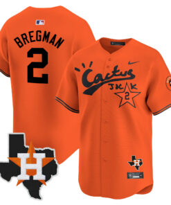 Alex Bregman 2 Houston Astros Cactus Jack Houston Patch Orange Limited Jersey - Men