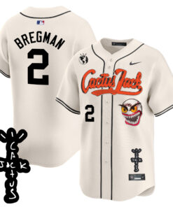 Alex Bregman 2 Houston Astros Cactus Jack Patch V2 Men Jersey - Cream