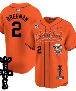 Alex Bregman 2 Houston Astros Cactus Jack Patch V2 Men Jersey - Orange