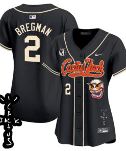 Alex Bregman 2 Houston Astros Cactus Jack Patch V2 Women Jersey - Black