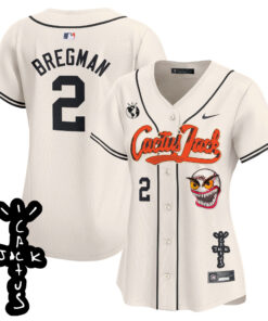 Alex Bregman 2 Houston Astros Cactus Jack Patch V2 Women Jersey - Cream