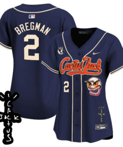 Alex Bregman 2 Houston Astros Cactus Jack Patch V2 Women Jersey - Navy