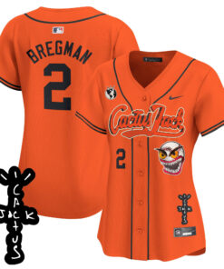 Alex Bregman 2 Houston Astros Cactus Jack Patch V2 Women Jersey - Orange