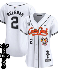 Alex Bregman 2 Houston Astros Cactus Jack Patch V2 Women Jersey - White