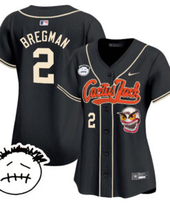 Alex Bregman 2 Houston Astros Cactus Jack Patch V3 Women Jersey - Black