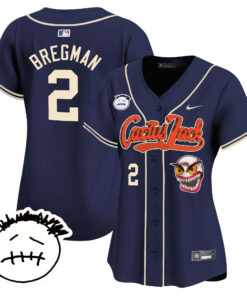 Alex Bregman 2 Houston Astros Cactus Jack Patch V3 Women Jersey - Navy
