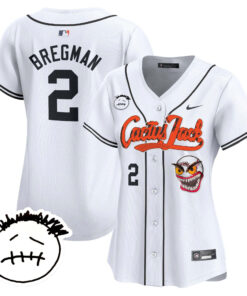 Alex Bregman 2 Houston Astros Cactus Jack Patch V3 Women Jersey - White