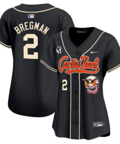 Alex Bregman 2 Houston Astros Cactus Jack Patch Women Jersey - Black