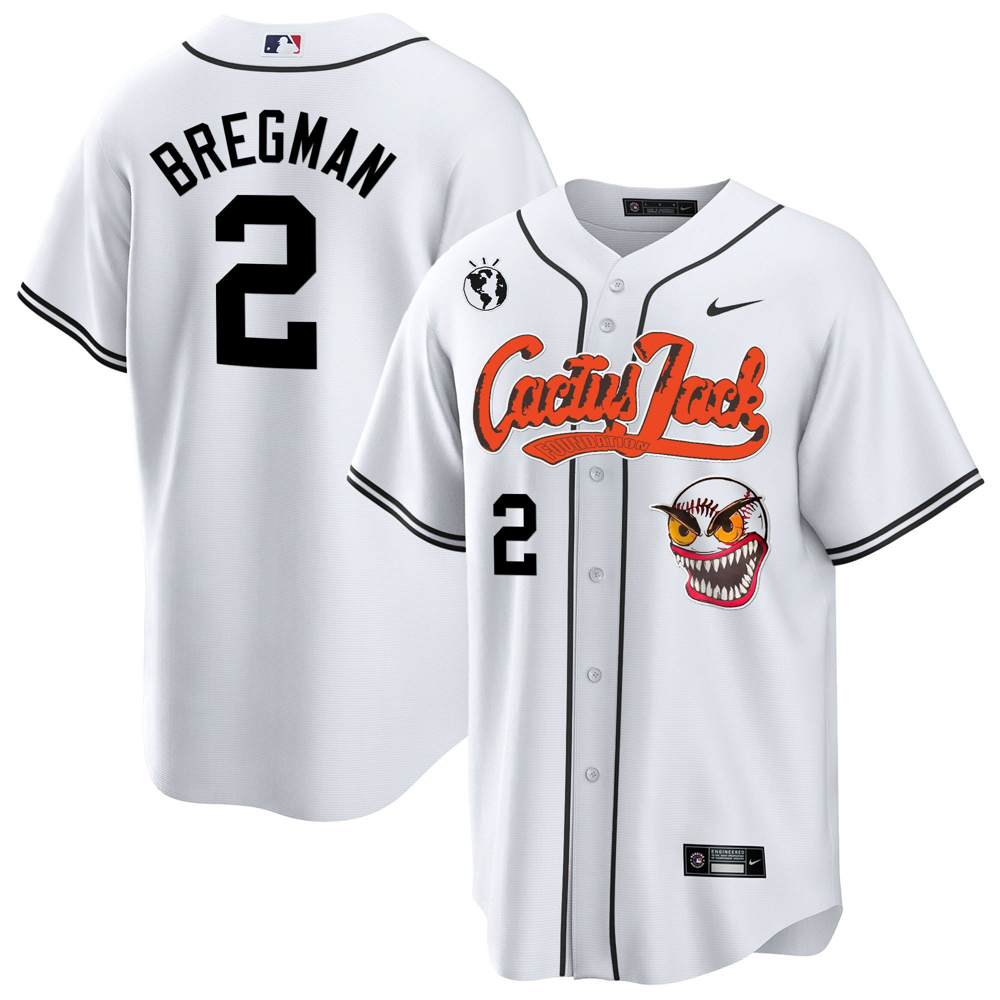 Alex Bregman 2 Houston Astros Cactus Jack White Jersey - Men