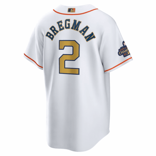 Alex Bregman 2 Houston Astros White/Gold 2023 Gold Collection Men Jersey - Image 3