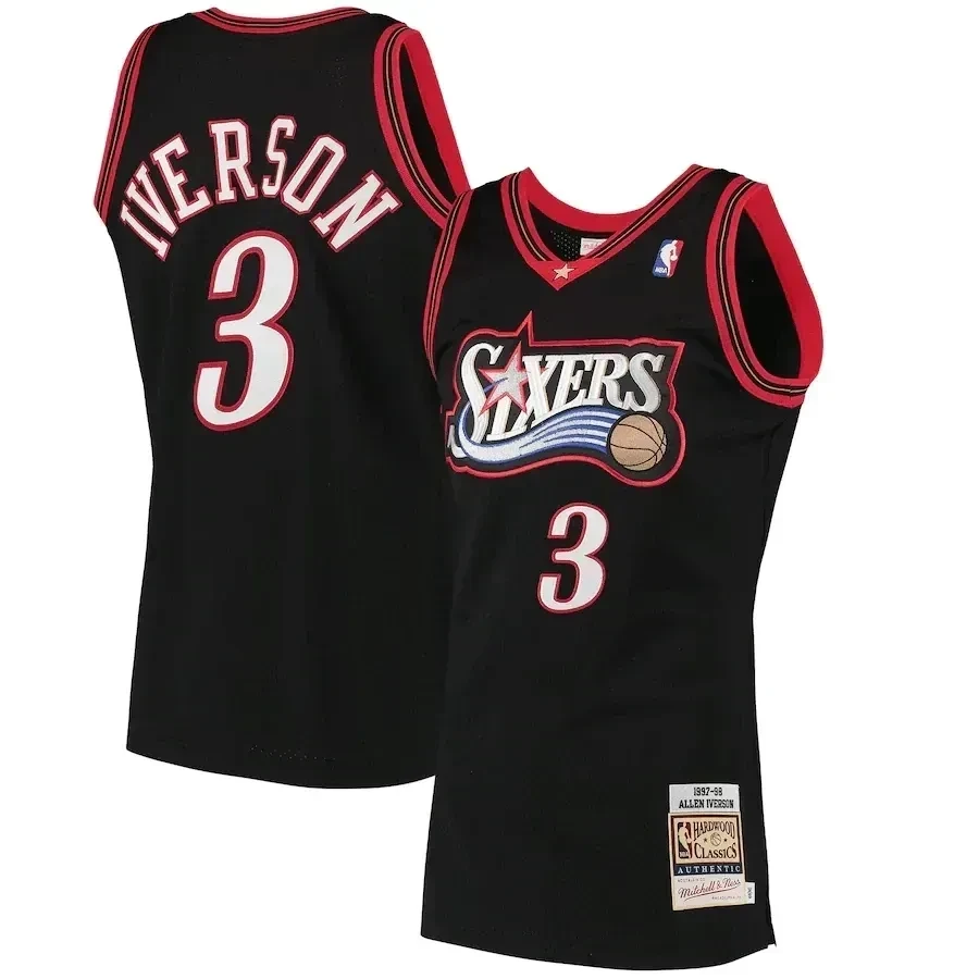 Allen Iverson Philadelphia 76ers Mitchell & Ness 1997 Hardwood Classics Jersey - Black - JS277