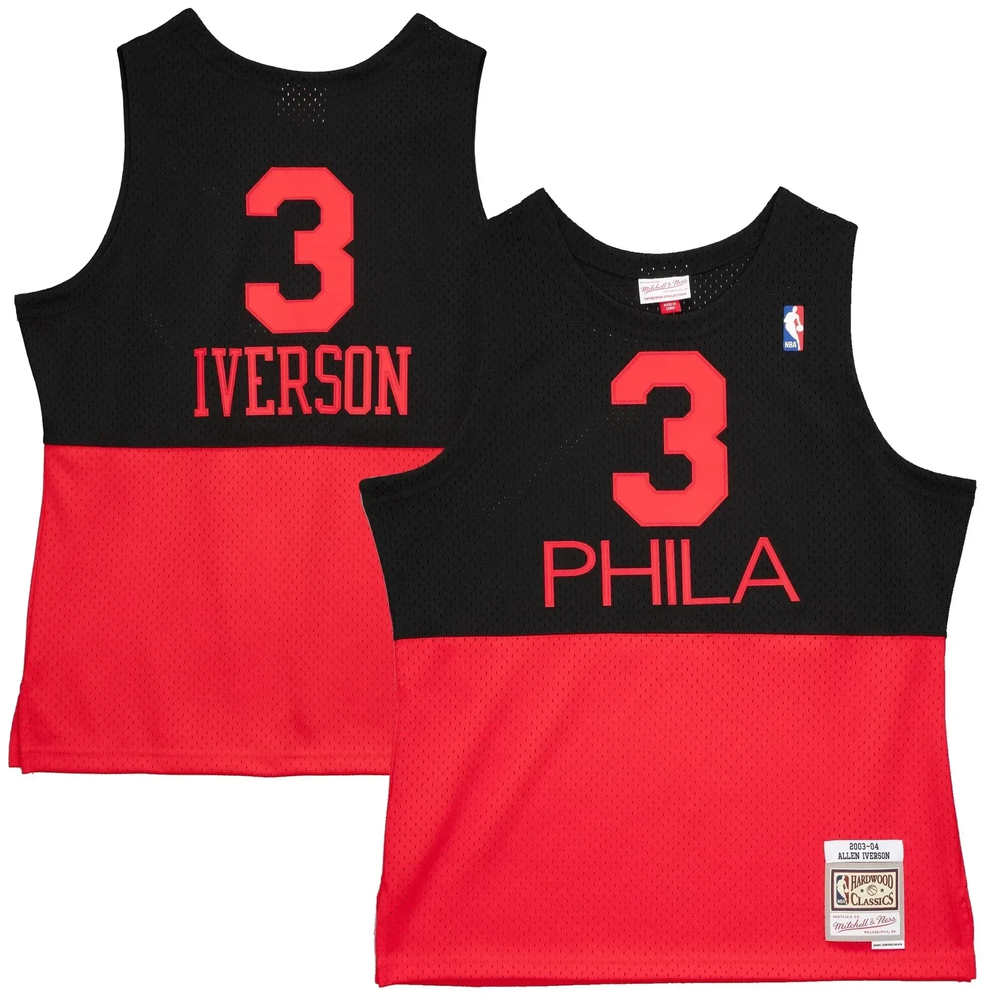 Allen Iverson Philadelphia 76ers Mitchell & Ness 2003-2004 Hardwood Classics Reload 2.0 Swingman Jersey - Black - JS346
