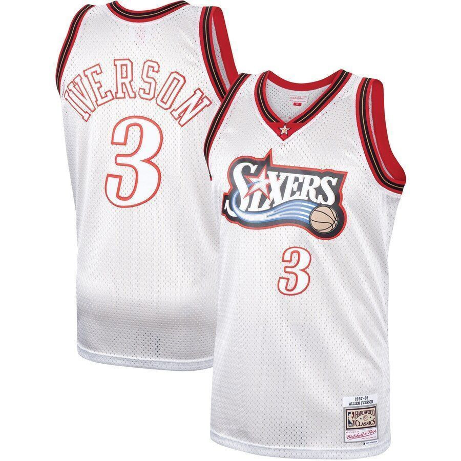 Allen Iverson Philadelphia 76ers Mitchell & Ness Hardwood Classics Platinum Swingman Jersey - JS801