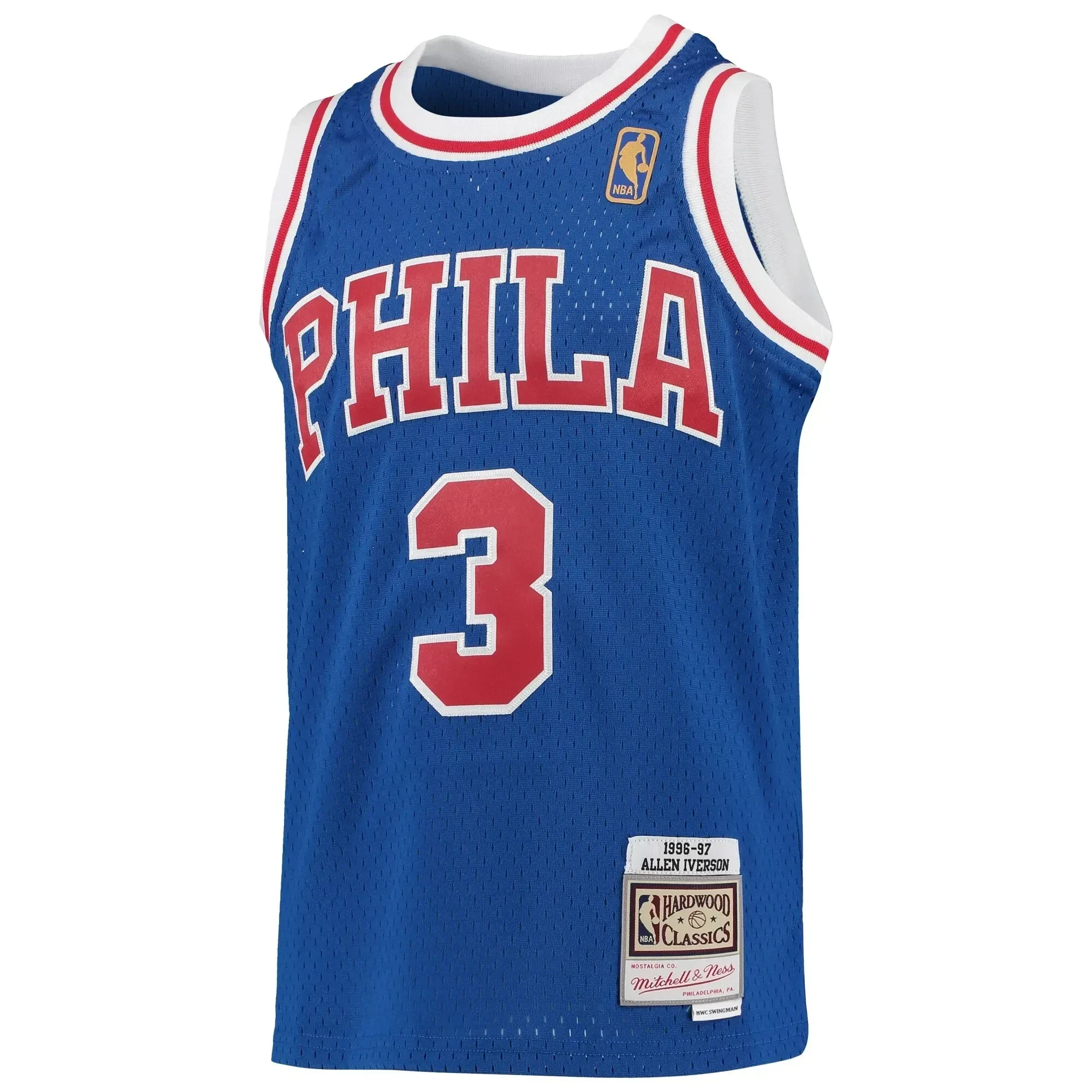 Allen Iverson Philadelphia 76ers Mitchell & Ness Youth 1996-97 Hardwood Classics Swingman Throwback Jersey - Royal - JS691