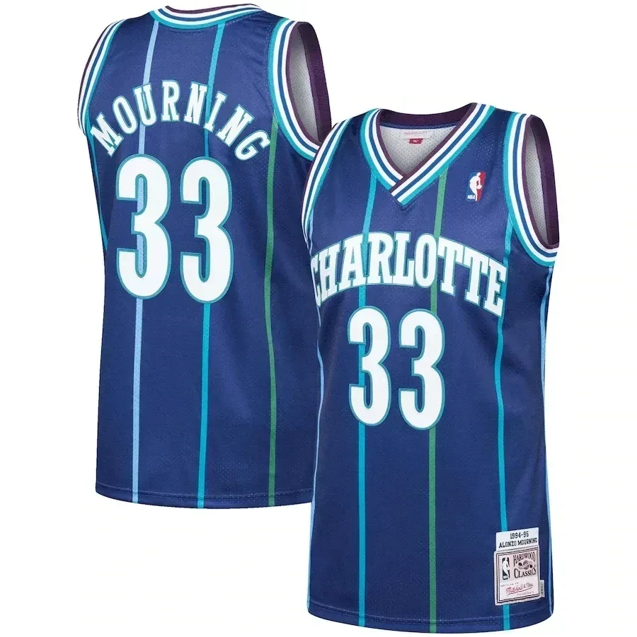 Alonzo Mourning Charlotte Hornets Mitchell & Ness 1994-95 Hardwood Classics Player Jersey - Purple - JS735