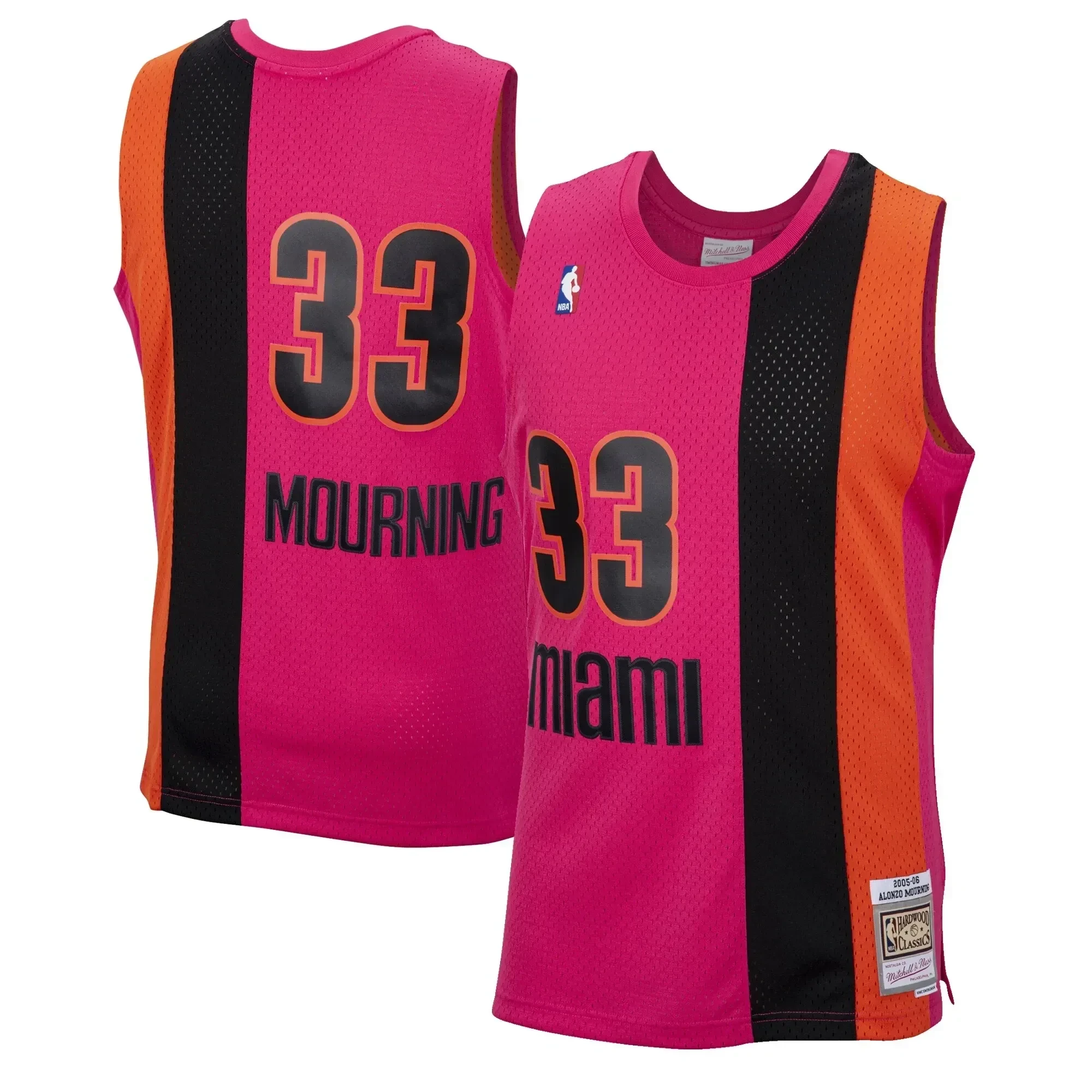 Alonzo Mourning Miami Heat Mitchell & Ness 2005-06 Hardwood Classics Reload Swingman Jersey - Pink - JS445