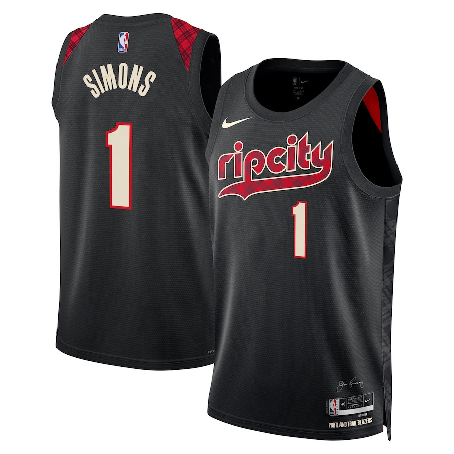 Anfernee Simons 1 Portland Trail Blazers 2023/24 City Edition Swingman Jersey - Black - JS967