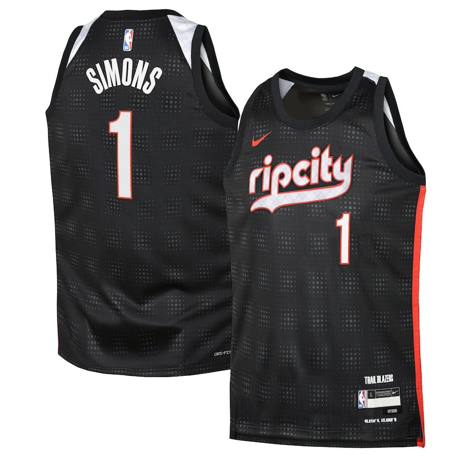 Anfernee Simons 1 Portland Trail Blazers 2024/25 Swingman Player YOUTH Jersey - City Edition - Black - JS845