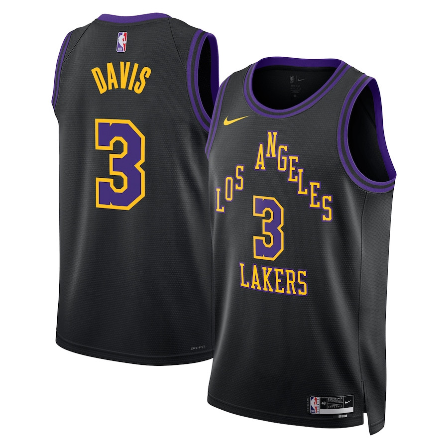 Anthony Davis 3 Los Angeles Lakers 2023/24 City Edition Swingman Jersey - Black - JS948