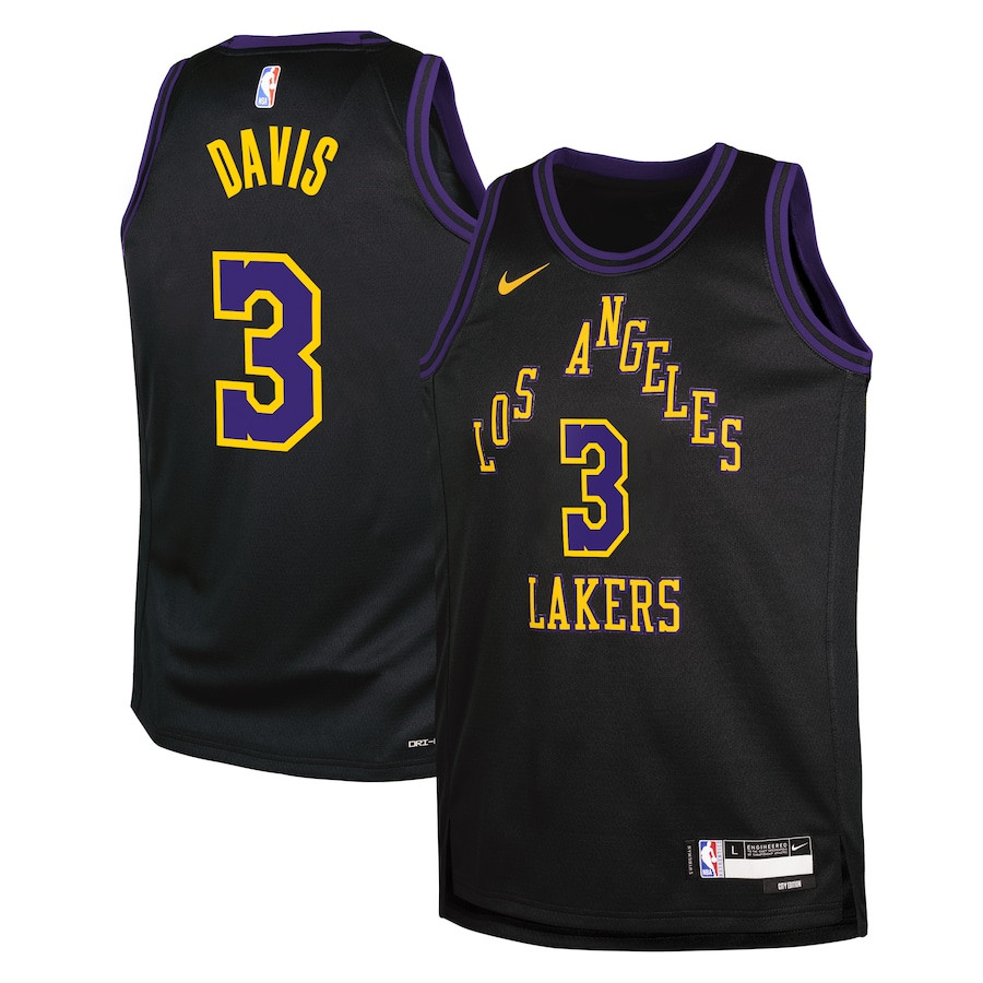 Anthony Davis 3 Los Angeles Lakers 2023/24 City Edition Swingman YOUTH Jersey - Black - JS333