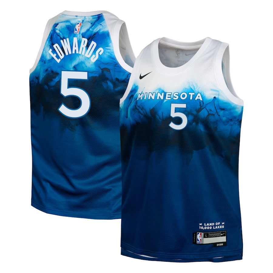Anthony Edwards 5 Minnesota Timberwolves 2023/24 City Edition Swingman YOUTH Jersey - Blue - JS440