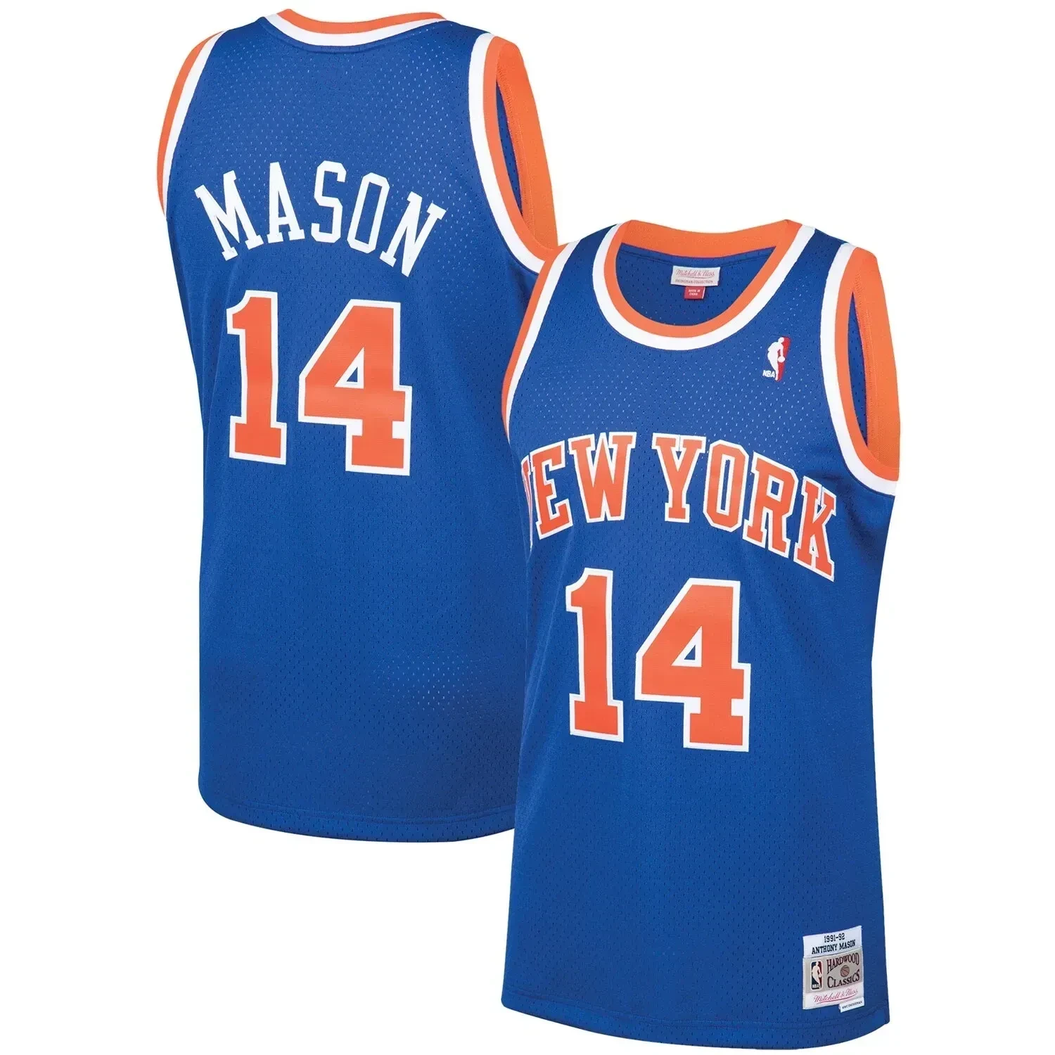 Anthony Mason New York Knicks Mitchell & Ness 1991-92 Hardwood Classics Swingman Player Jersey - Blue - JS630