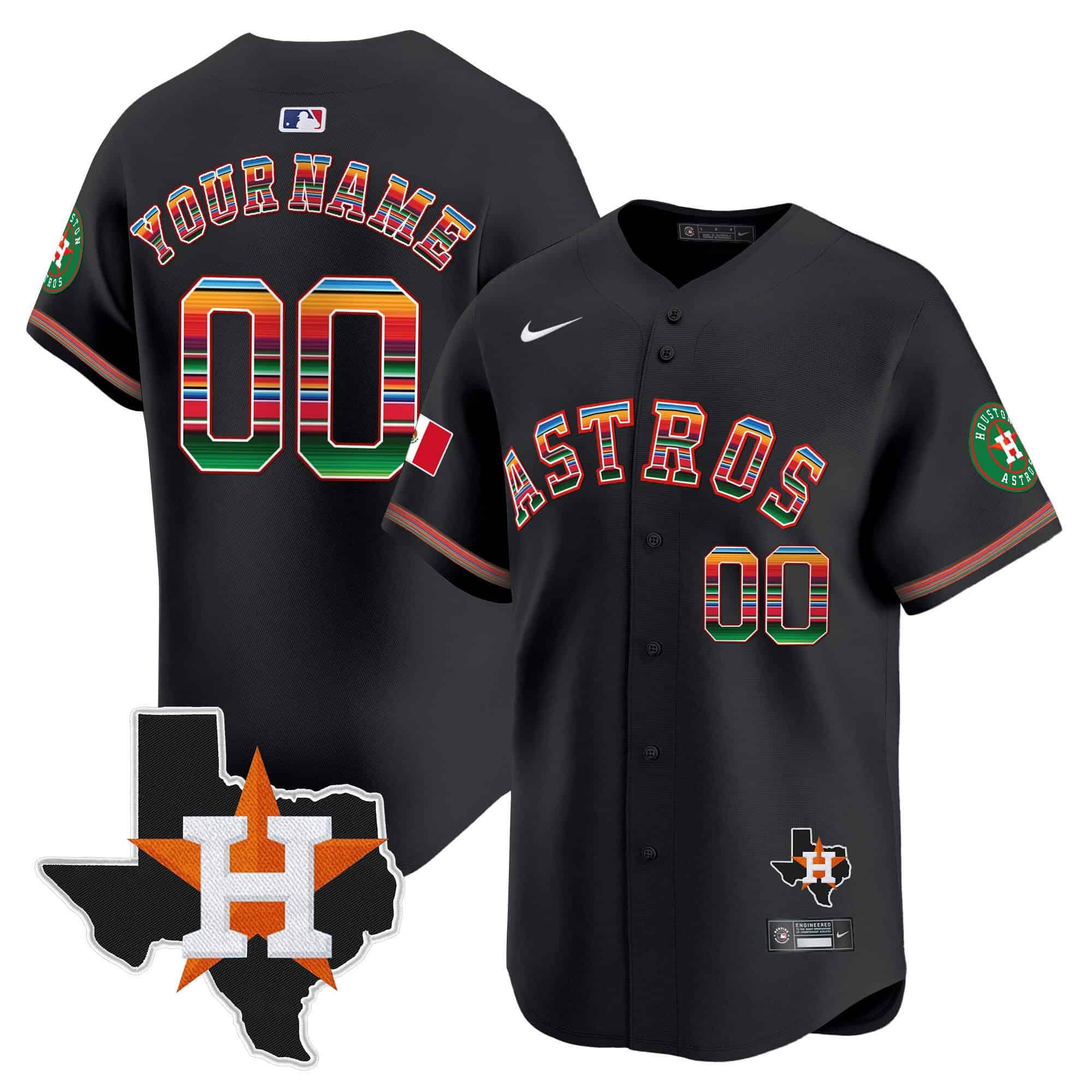 Astros Mexico Texas Patch Vapor Premier Limited Custom Jersey