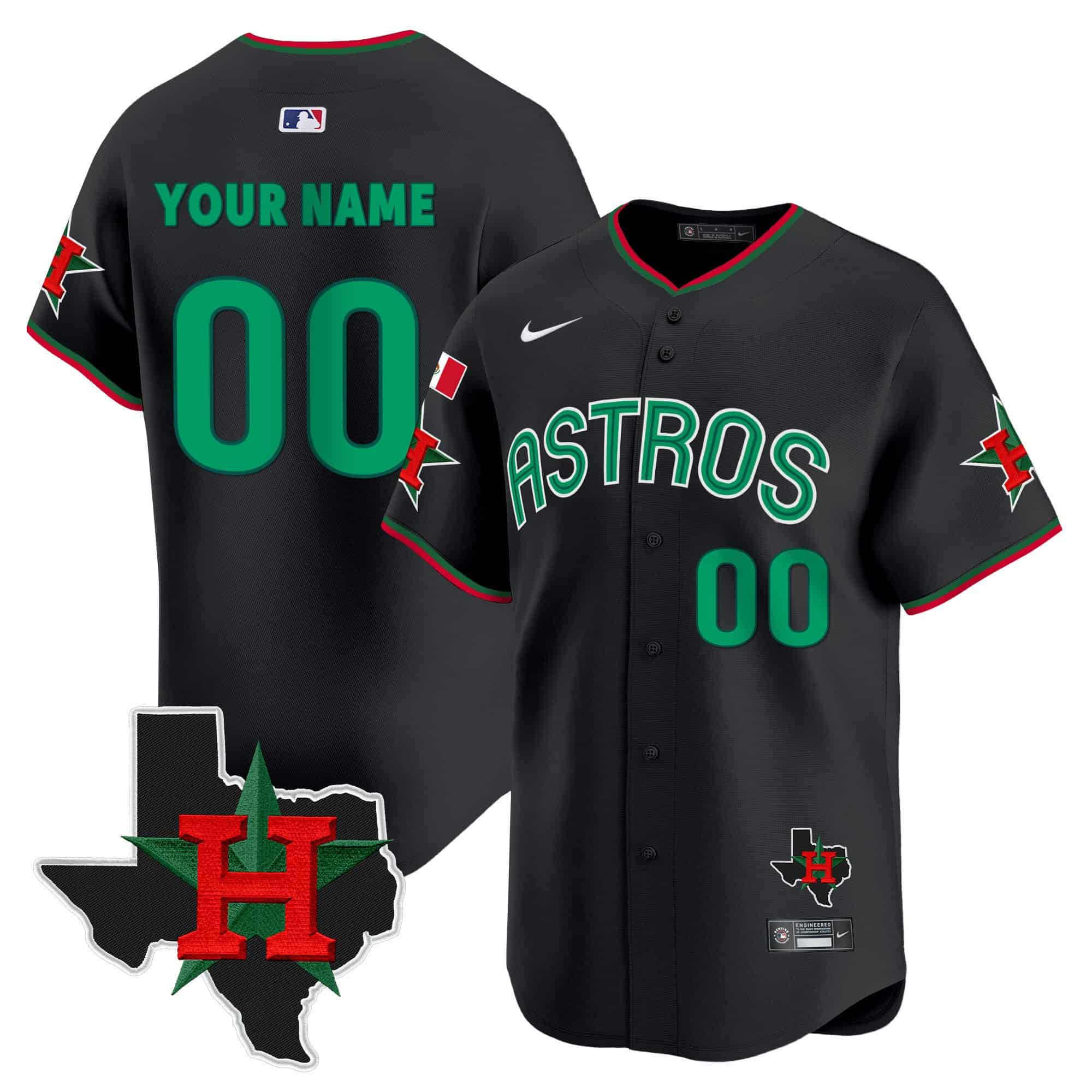 Astros Mexico Texas Patch Vapor Premier Limited Custom Jersey V3