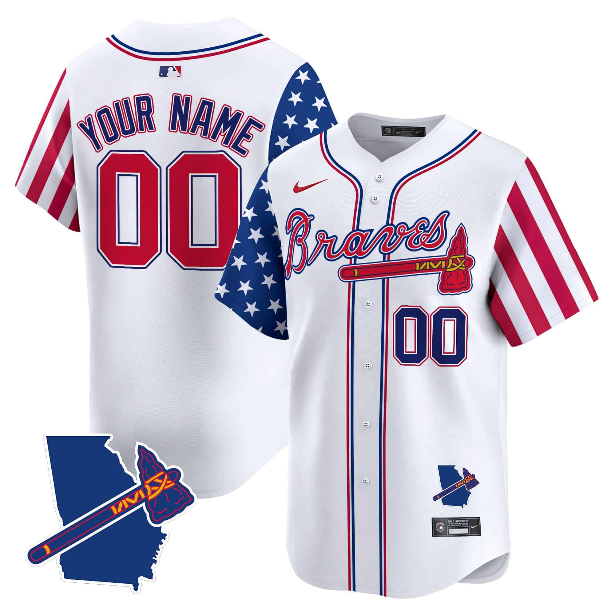 Atlanta Braves 2024 Independence Day Vapor Premier Limited Custom Jersey V2