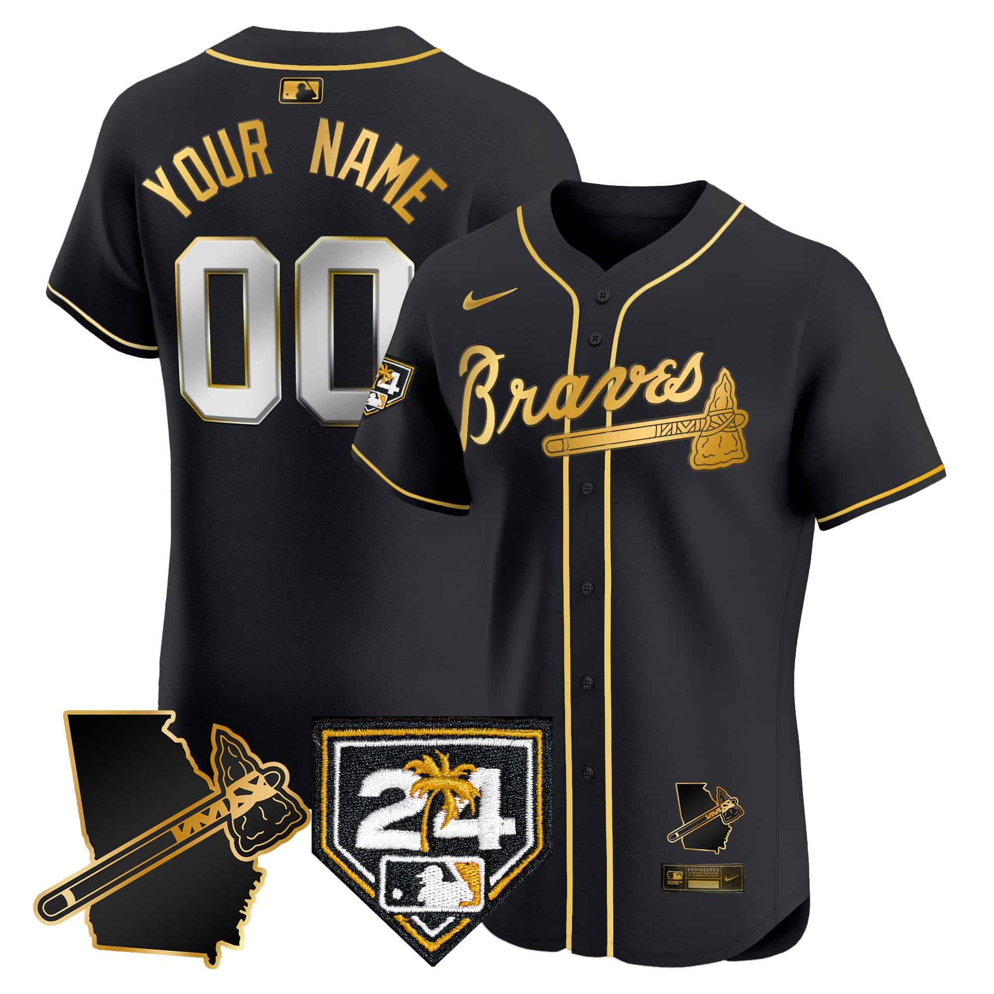 Atlanta Braves 2024 Spring Training & Georgia Patch Vapor Premier Elite Custom Jersey