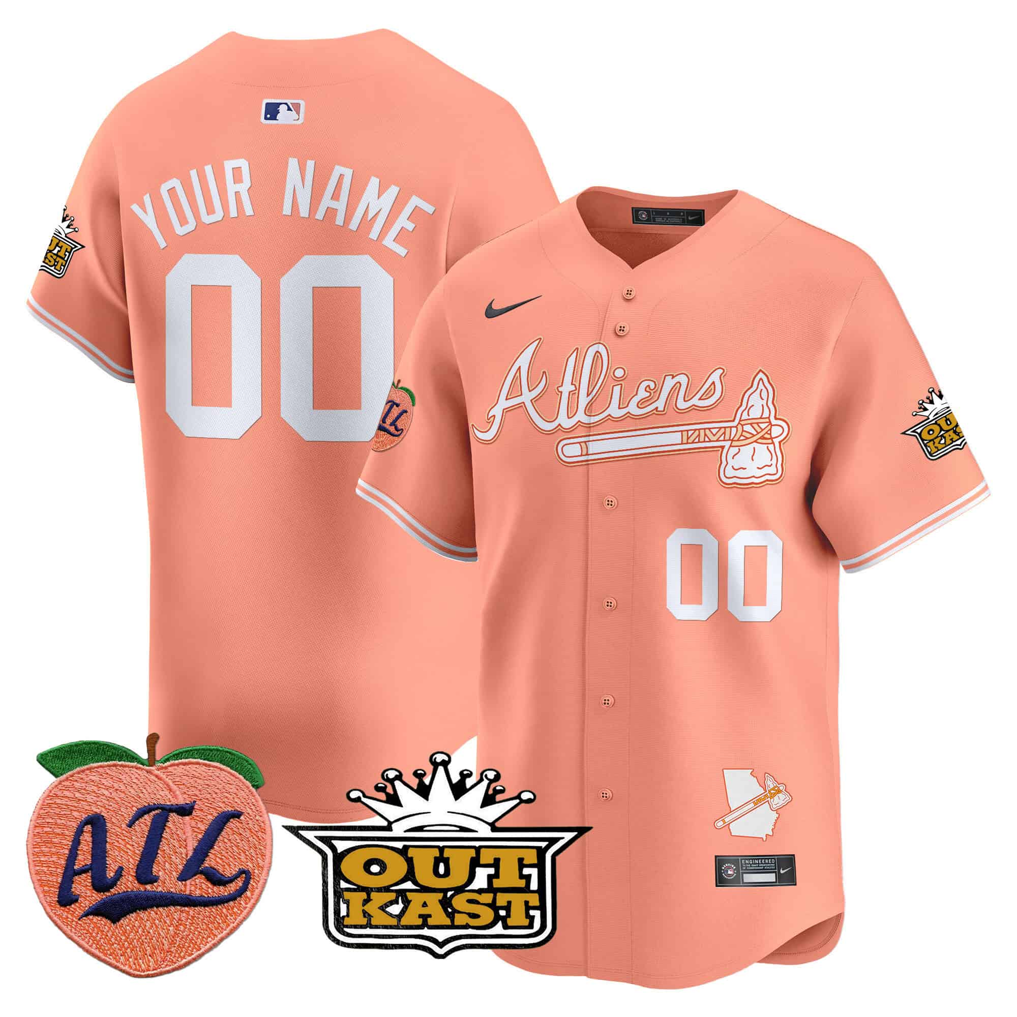 Atlanta Braves Atliens & Peach Vapor Premier Limited Custom Jersey
