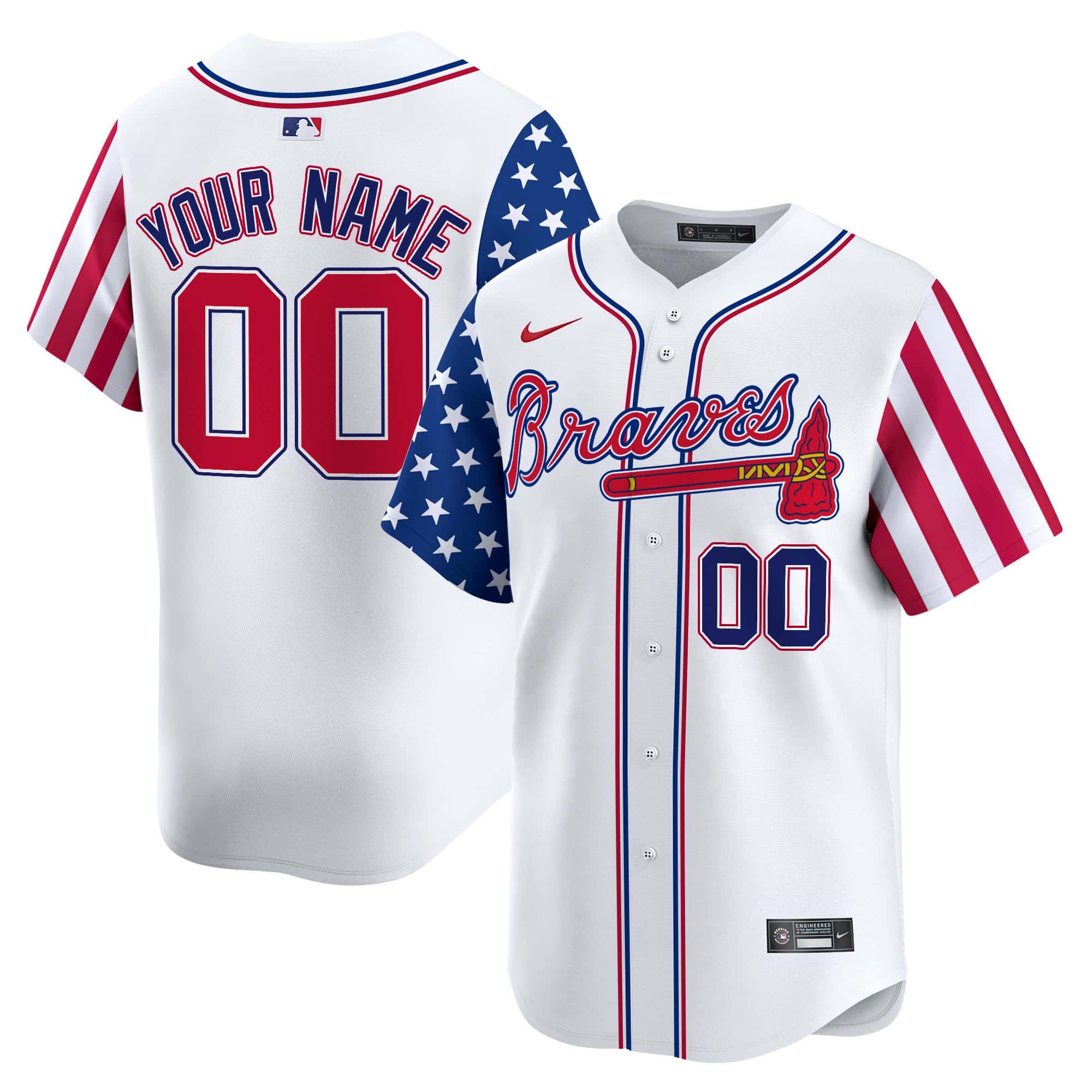 Atlanta Braves White 2024 Independence Day Vapor Premier Limited Custom Jersey